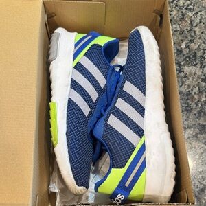 adidas Kids Blue & Neon Green Mesh Sneakers